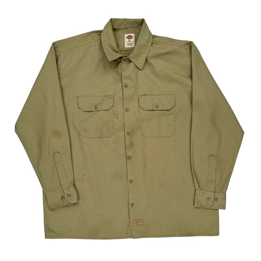 Dickies Shirt - XL Khaki Polyester Blend