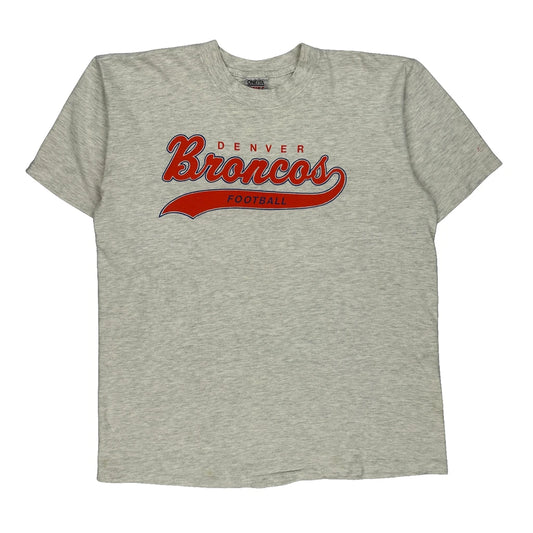 Denver Broncos Oneita Single Stitch T-Shirt - XL Grey Cotton