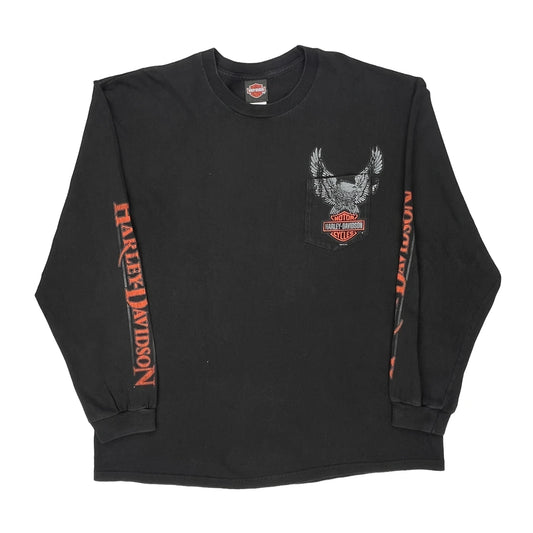 Mad River Harley-Davidson Sandusky, Ohio Harley Davidson Graphic Long Sleeve T-Shirt - 2XL Black Cotton