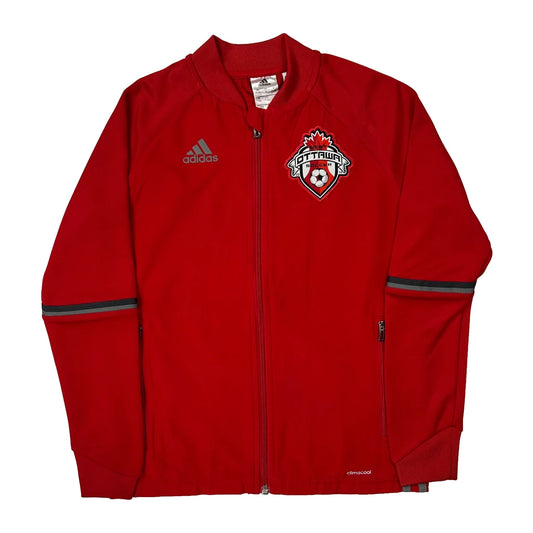 Vintage Age 9-10 Ottawa Soccer Adidas Track Jacket - Small Red Polyester