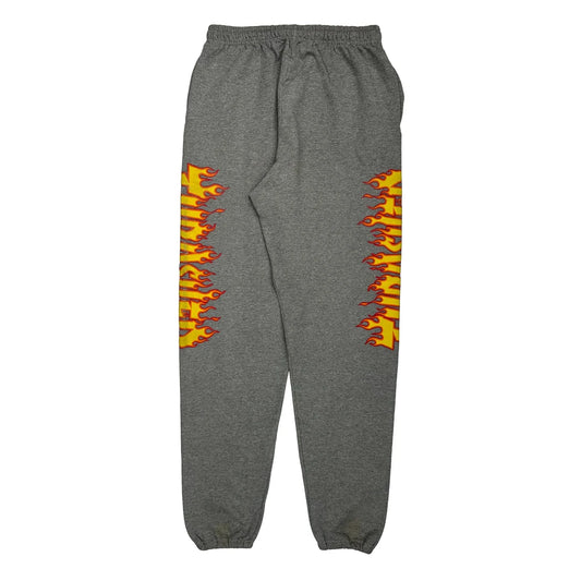 Vintage Skateboarding Thrasher Graphic Joggers - Medium Grey Cotton Blend