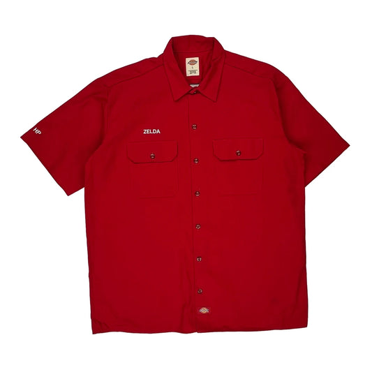 Dickies Short Sleeve Shirt - Large Red Polyester Blend
