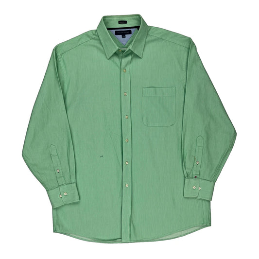 Tommy Hilfiger Striped Shirt - Large Green Cotton