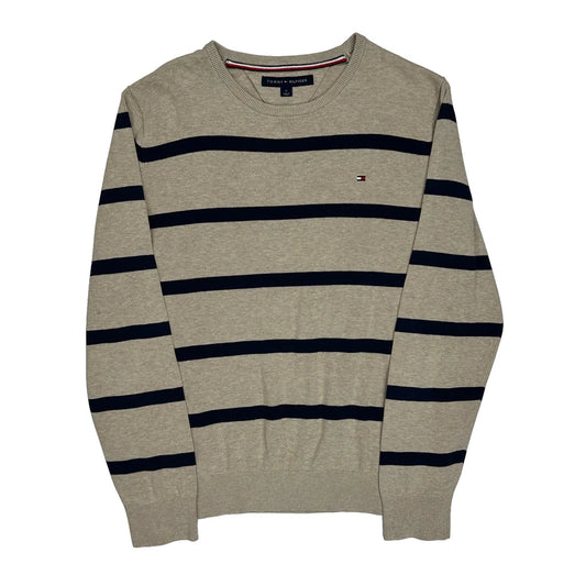 Vintage Tommy Hilfiger Striped Jumper - Medium Beige Cotton