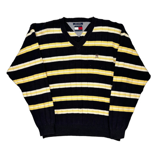 Tommy Hilfiger Striped Jumper - XL Black Cotton