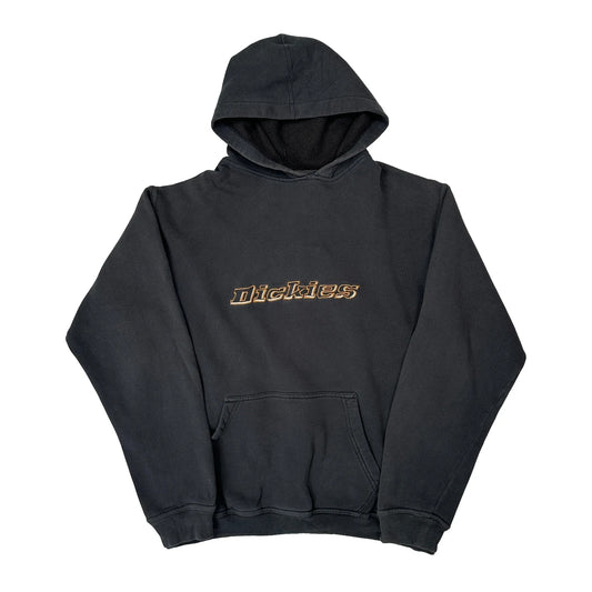 Vintage Dickies Spellout Hoodie - Large Black Cotton