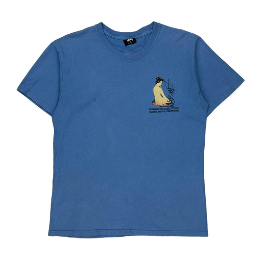 Stussy Graphic T-Shirt - Medium Blue Cotton