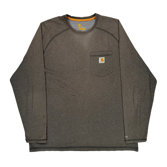Relaxed Fit Carhartt Long Sleeve T-Shirt - XL Grey Cotton Blend