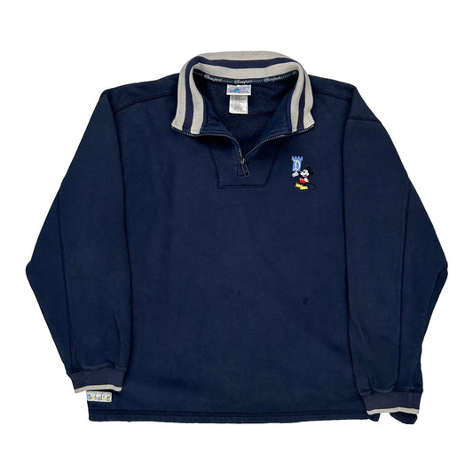 Disney 1/4 Zip - Large Navy Cotton Blend