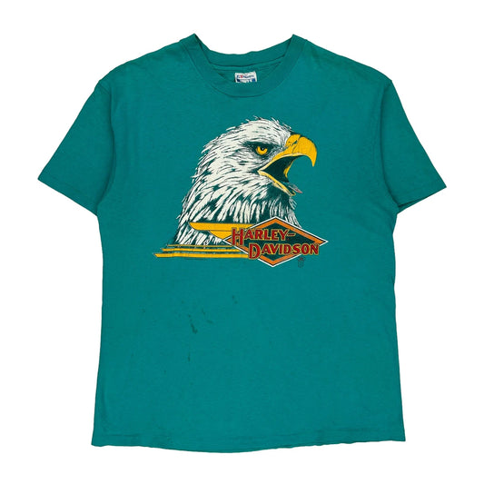 Harley Davidson Hanes Single Stitch T-Shirt - XL Green Cotton