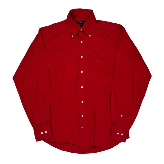 Vintage Tommy Hilfiger Shirt - Medium Red Cotton