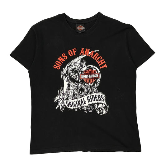 Harley Davidson Graphic T-Shirt - Medium Black Cotton