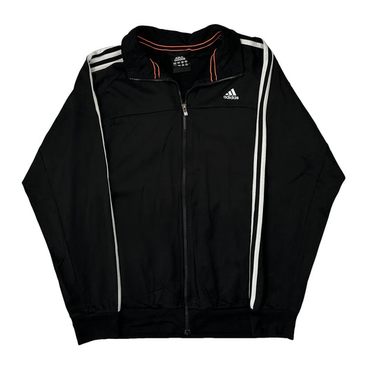 Vintage Adidas Striped Track Jacket - Large Black Polyester
