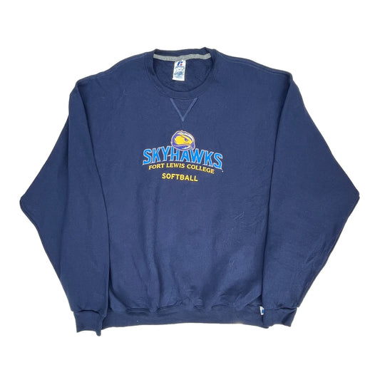 Fort Lewis College Skyhawks Softball Russell Athletic College Sweatshirt - XL Navy Cotton Blend