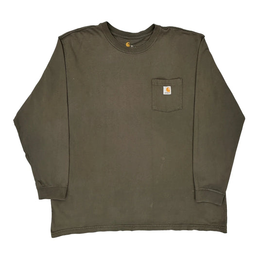 Carhartt Long Sleeve T-Shirt - 2XL Brown Cotton