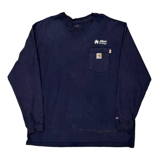 Carhartt Long Sleeve T-Shirt - 2XL Navy Cotton