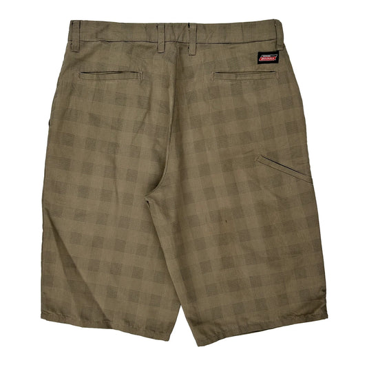Dickies Checked Chino Shorts - 32W 11L Brown Cotton