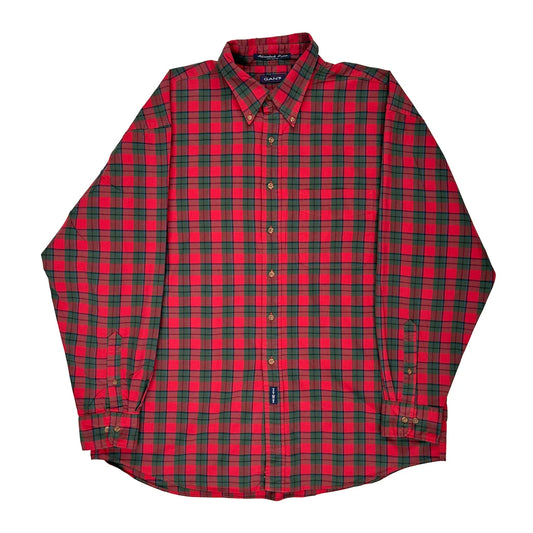 Adirondack Poplin Gant Checked Shirt - XL Red Cotton
