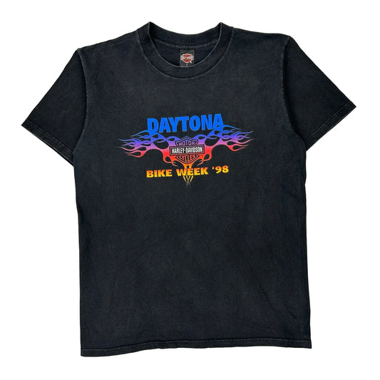 Daytona Bike Week '98 Harley Davidson Graphic T-Shirt - Large Black Cotton