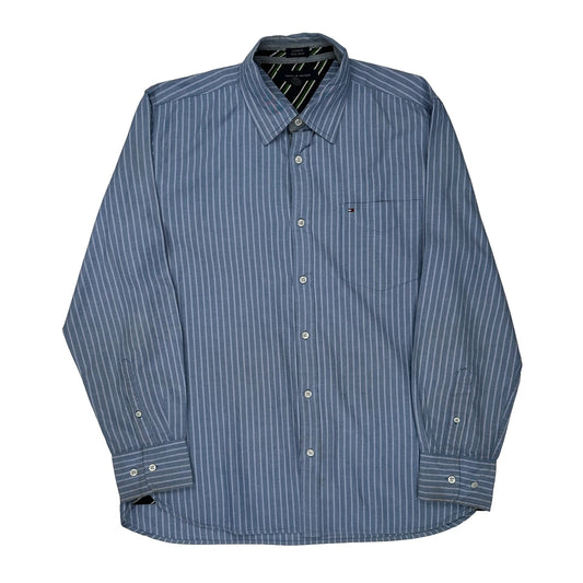 Tommy Hilfiger Striped Shirt - Large Blue Cotton