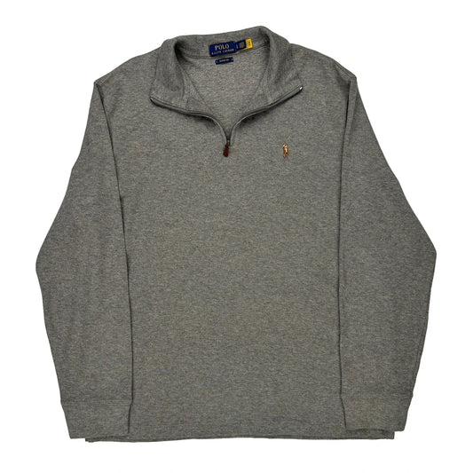 Polo By Ralph Lauren 1/4 Zip - Large Grey Cotton
