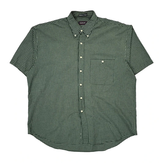 Vintage Gant Checked Short Sleeve Shirt - XL Green Cotton