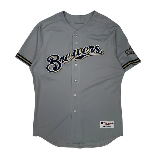 Brewers Majestic Mlb Jersey - XL Grey Polyester