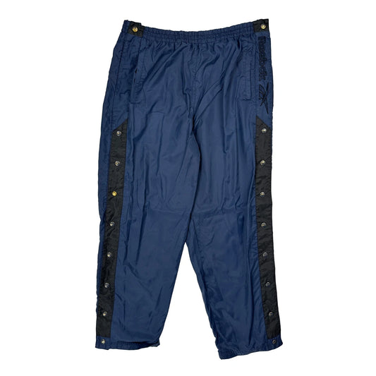 Snap Buttons Reebok Wide Leg Tracksuit - Large Black Polyester