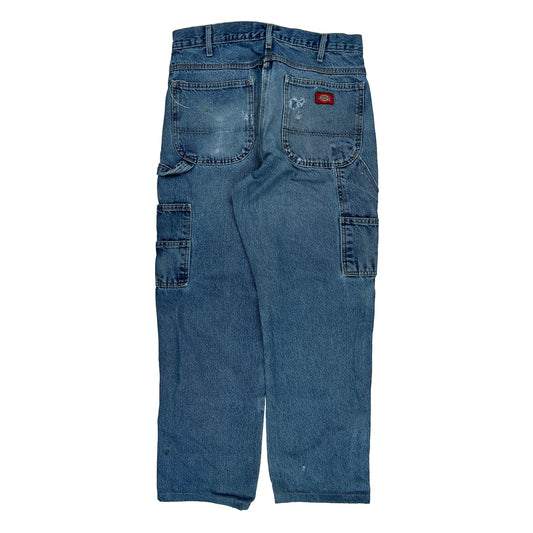 Dickies Double Knee Carpenter Jeans - 36W 29L Blue Cotton