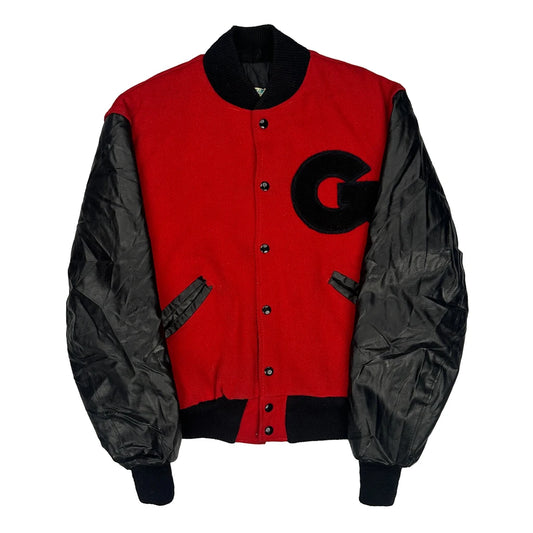 Delong College Varsity Jacket - Medium Red Wool Blend
