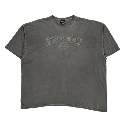 Live To Ride Harley Davidson Graphic T-Shirt - 3XL Grey Cotton