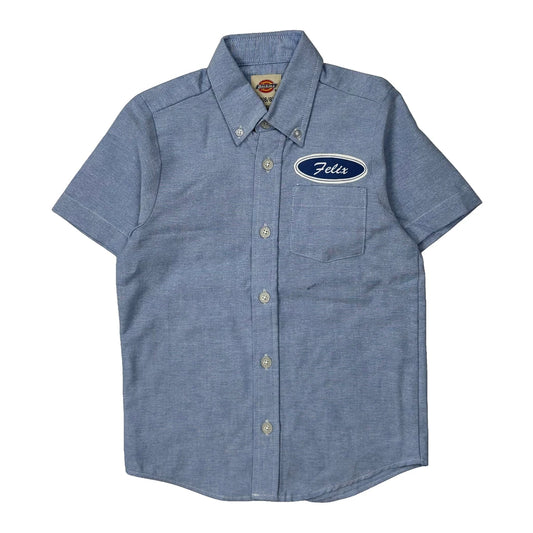 Age 6-8 Dickies Short Sleeve Shirt - Small Blue Cotton Blend