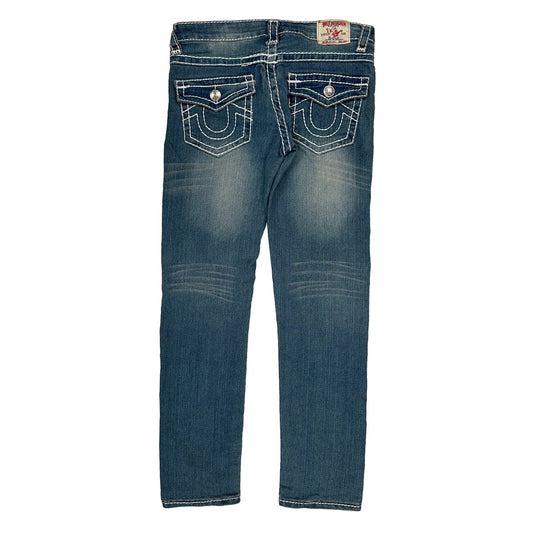 True Religion Contrast Stitch Jeans - 32W UK 10 Blue Cotton