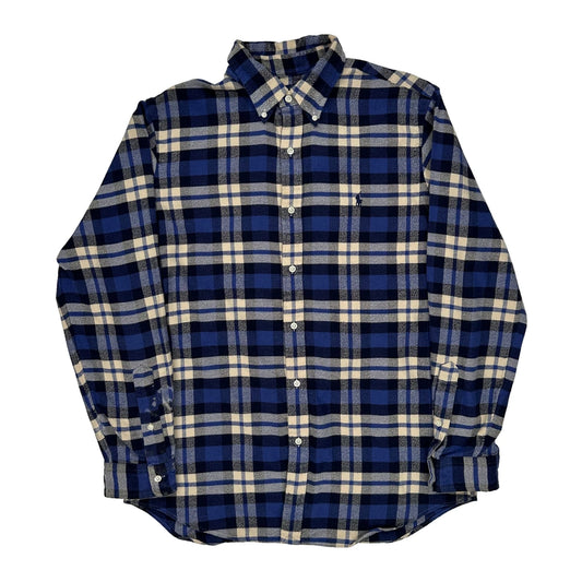 Ralph Lauren Checked Flannel Shirt - Large Beige Cotton