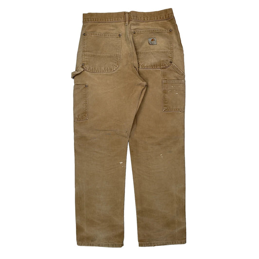 Vintage Made In USA Carhartt B01 Brn Double Knee Carpenter Trousers - 30W 31L Brown Cotton