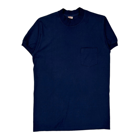 Blank Unbranded Single Stitch T-Shirt - XL Navy Cotton Blend