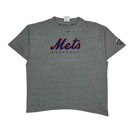 Vintage Mets Nike Mlb T-Shirt - Large Grey Cotton