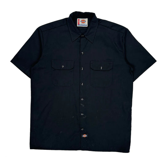 Vintage Dickies Short Sleeve Shirt - Large Black Polyester Blend