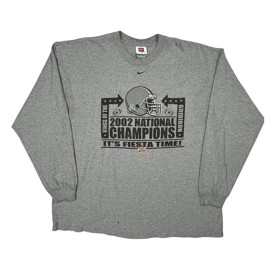 2002 Ohio State Buckeyes Nike Ncaa Long Sleeve T-Shirt - 2XL Grey Cotton