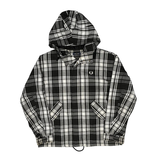 Fred Perry Checked Windbreaker - Medium Black & White Cotton