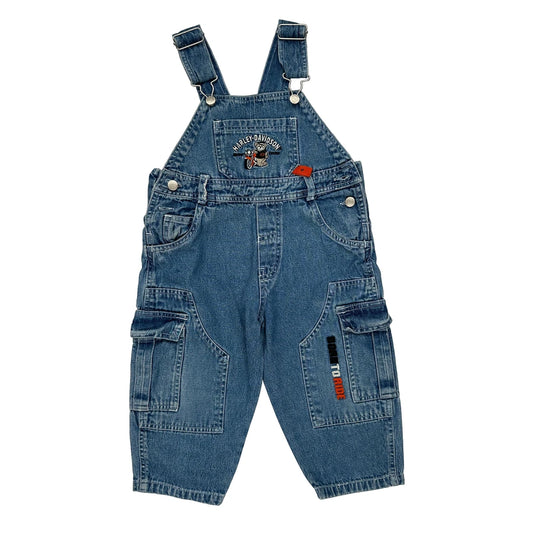 Age 2 Harley Davidson Cargo Dungarees - 2XS Blue Cotton
