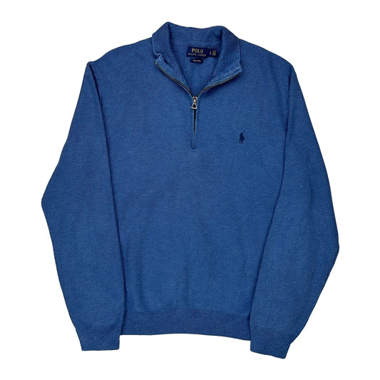 Polo By Ralph Lauren 1/4 Zip - Large Blue Cotton