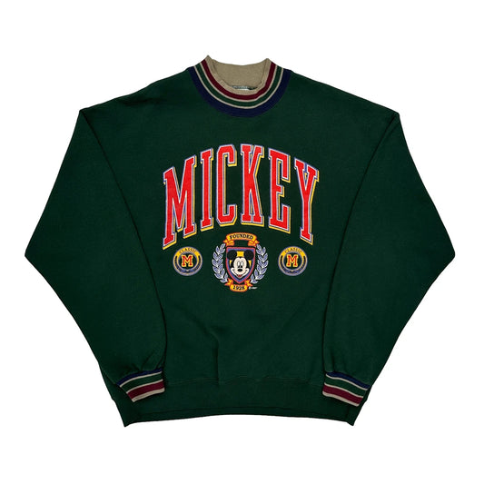 Vintage Mickey Genius Graphic Sweatshirt - XL Green Cotton