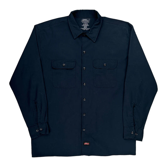 Dickies Shirt - Large Navy Polyester Blend