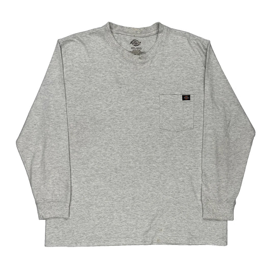 Pocket Dickies Long Sleeve T-Shirt - 2XL Grey Cotton Blend