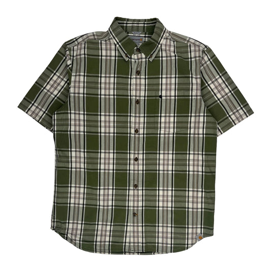Relaxed Fit Carhartt Checked Short Sleeve Shirt - Large Green Cotton