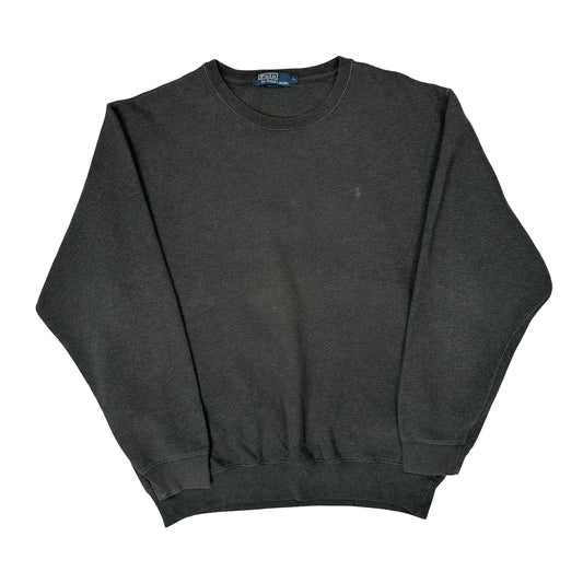 Vintage Polo By Ralph Lauren Sweatshirt - Large Grey Cotton