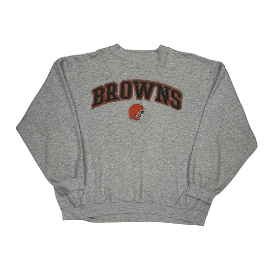 Browns Logo Athletics Football Sweatshirt - 2XL Grey Cotton Blend