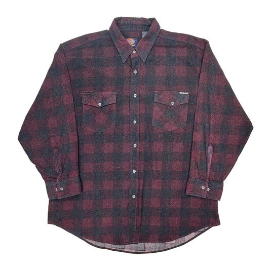 Dickies Checked Flannel Shirt - 2XL Burgundy Cotton