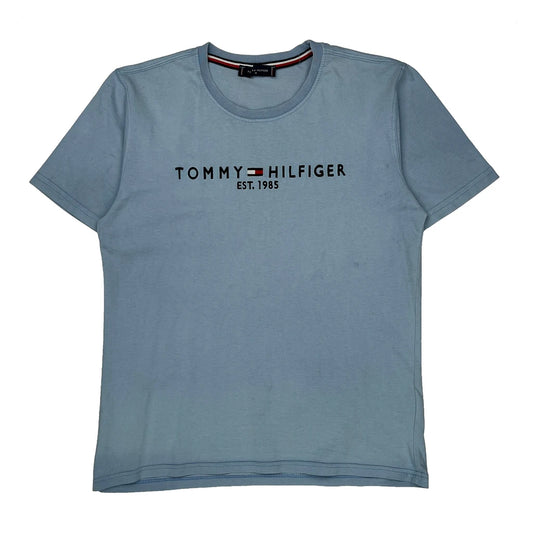 Vintage Tommy Hilfiger Spellout T-Shirt - Medium Blue Cotton